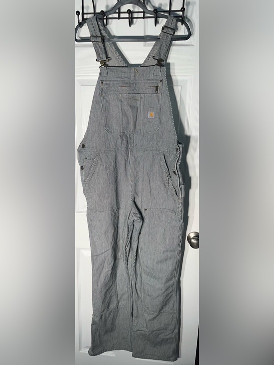 Carhartt Pants - Carhartt Denim Bib Overall Women’s Large Relaxed Fit Cotton Railroad Stripe